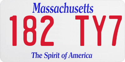 MA license plate 182TY7