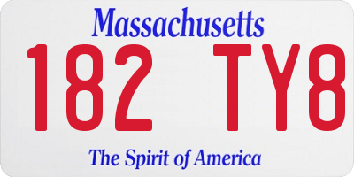MA license plate 182TY8