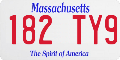 MA license plate 182TY9