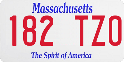 MA license plate 182TZ0