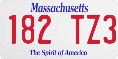 MA license plate 182TZ3