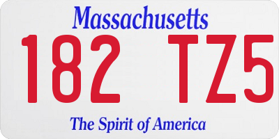MA license plate 182TZ5