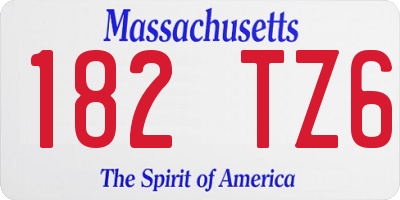MA license plate 182TZ6