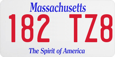 MA license plate 182TZ8