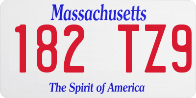 MA license plate 182TZ9