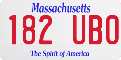 MA license plate 182UB0