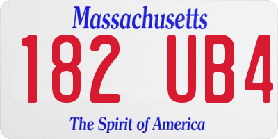 MA license plate 182UB4