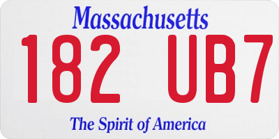 MA license plate 182UB7
