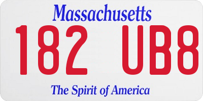 MA license plate 182UB8