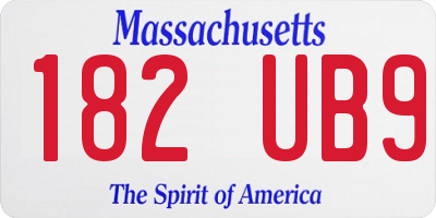 MA license plate 182UB9