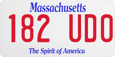 MA license plate 182UD0