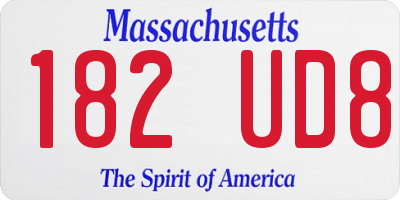 MA license plate 182UD8