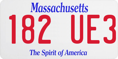 MA license plate 182UE3