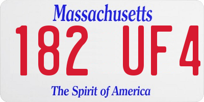 MA license plate 182UF4