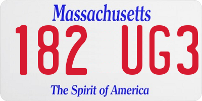 MA license plate 182UG3