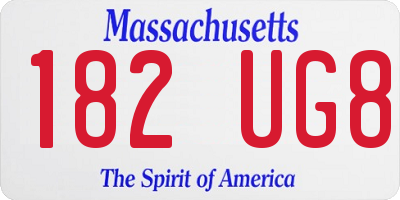 MA license plate 182UG8