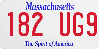 MA license plate 182UG9