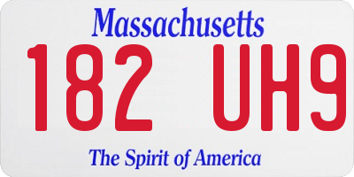 MA license plate 182UH9