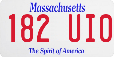 MA license plate 182UI0