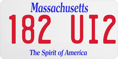 MA license plate 182UI2