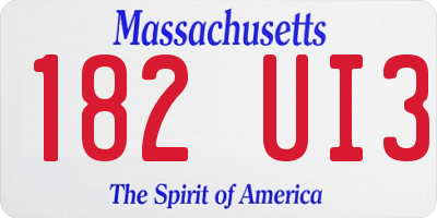 MA license plate 182UI3