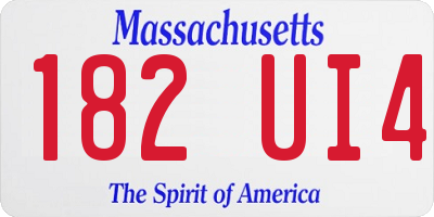 MA license plate 182UI4