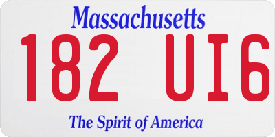 MA license plate 182UI6