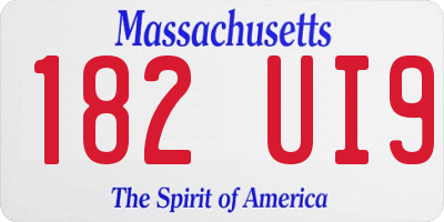 MA license plate 182UI9