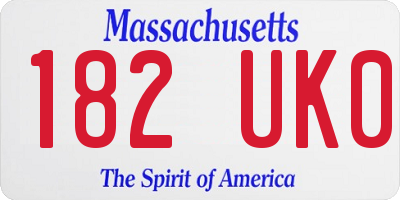 MA license plate 182UK0