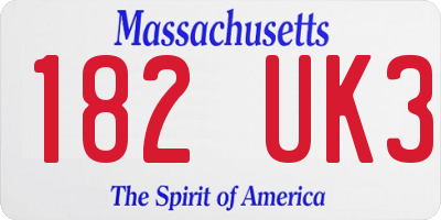 MA license plate 182UK3