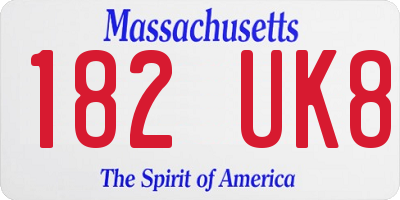 MA license plate 182UK8