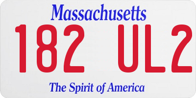 MA license plate 182UL2