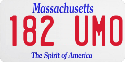 MA license plate 182UM0