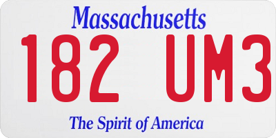 MA license plate 182UM3