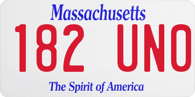 MA license plate 182UN0