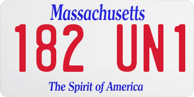 MA license plate 182UN1