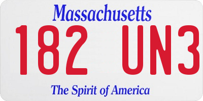 MA license plate 182UN3