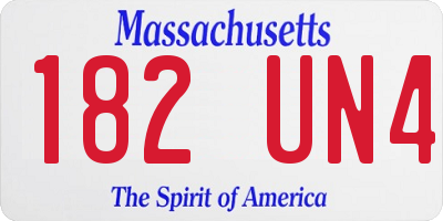 MA license plate 182UN4