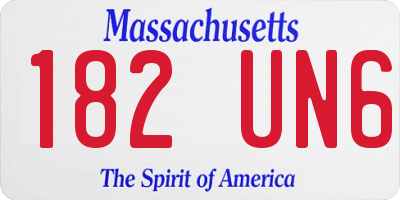 MA license plate 182UN6