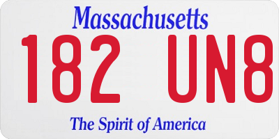 MA license plate 182UN8