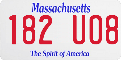 MA license plate 182UO8