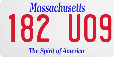 MA license plate 182UO9
