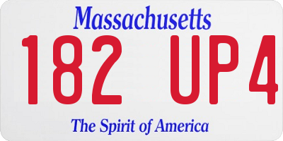 MA license plate 182UP4