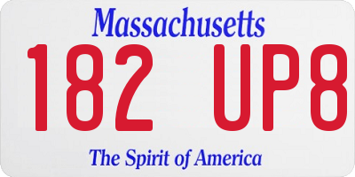 MA license plate 182UP8
