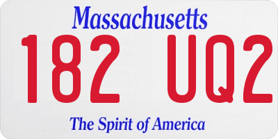 MA license plate 182UQ2