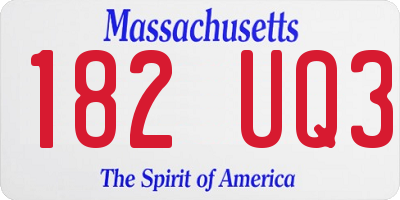 MA license plate 182UQ3