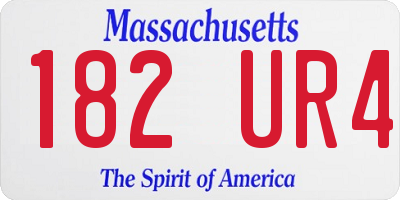 MA license plate 182UR4