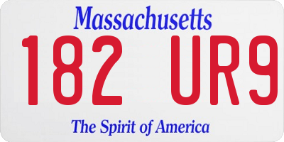 MA license plate 182UR9
