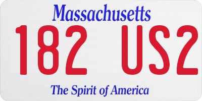 MA license plate 182US2