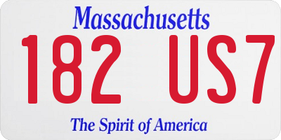 MA license plate 182US7